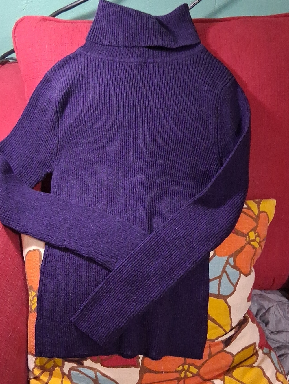 Carol Rose Purple Ribbed Turtleneck Sweater